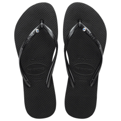 Women's Slim Crystal Flip Flops
